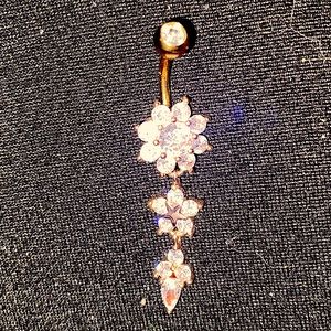 Gold Stainless Steel drop level belly button ring